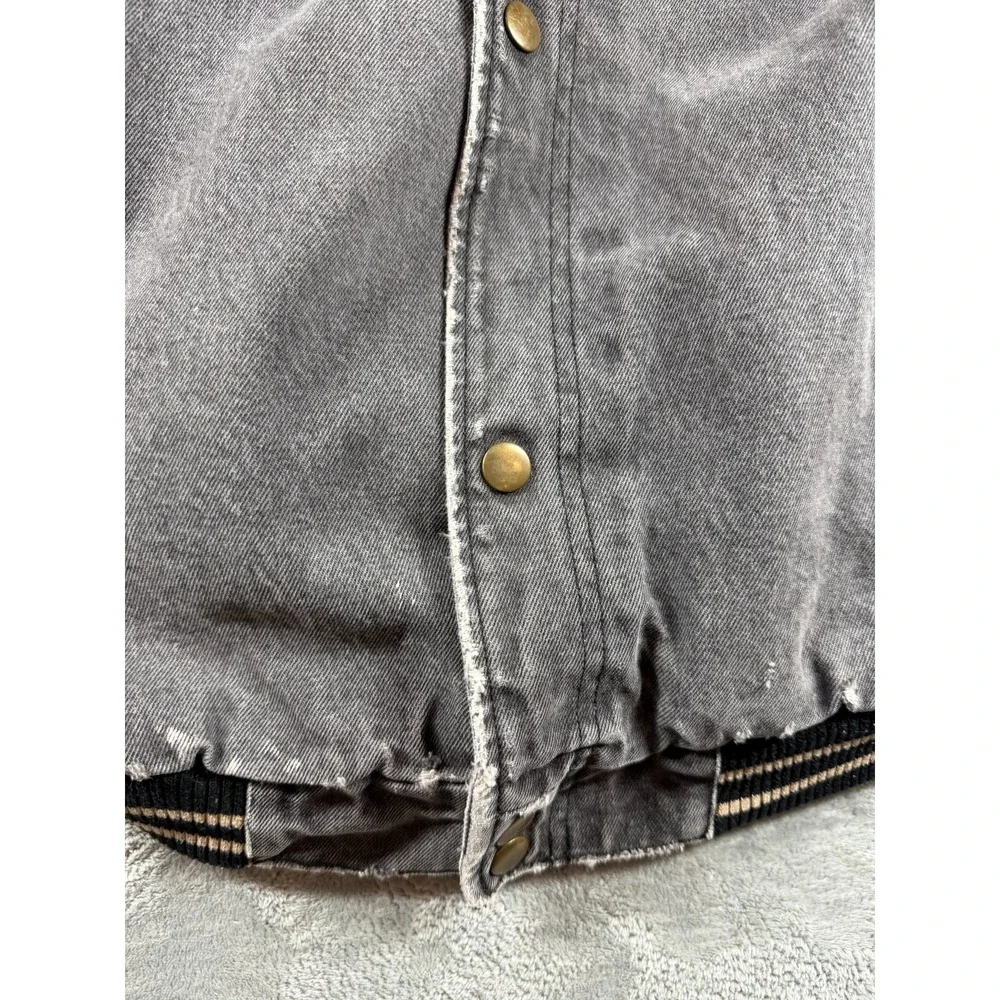 Vtg Minnesota Vikings Denim Jacket NFL Varsity Distressed Mens M